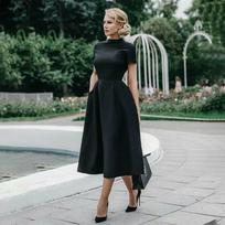 Aukštos kokybės elegantiška juoda suknelė, vintažinė moteriška, šviesiai tinkanti išleistuvių vakarėlio proginė suknelė retro stiliaus 2XL juoda