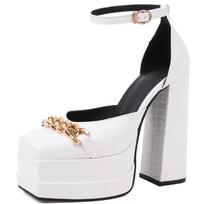 Luxury Gladiator Sandals Women Summer Shoes 2024 Platform High Heels Pumps Sexy Black Gold Silver Women's Dance Stripper Shoes 34 balta