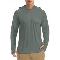 UPF 50+ Vyriški marškinėliai ilgomis rankovėmis, džemperiai su gobtuvu, apsauga nuo saulės/UV spindulių, lauko žygiai, marškinėliai, marškiniai nuo saulės, viršus, vyriškas džemperis M pilka spalva