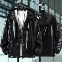 Pavasario rudens plius dydis Oversize striukė Moteriški drabužiai su gobtuvu Užtrauktuku Bomber Striukės Viršutiniai drabužiai Harajuku vėjo paltas 2XL juoda