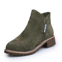 Shoelife Fashion korėjiečių versija Martin Boots Moteriški šoniniai Batai su užtrauktuku Moteriški žemi batai Mokyklinis vėjas 35 armijos žalia spalva