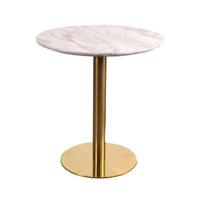 Apvalus valgomojo stalas 70x75 cm baltos marmuro ir žalvario aspektu - DERVAL