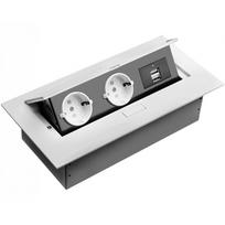 Į stalą įmontuotas ilgintuvas, 2x schuko, 2xUSB, be laido, baltas; AE-PBU02GS-10 GTV