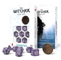 Kauliukų rinkinys The Witcher Yennefer levandų ir baltos spalvos