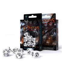 Dragons RPG kauliukų rinkinys, baltos ir juodos spalvos