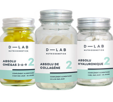 D-LAB Nutricosmetics Jeunesse-Absolue Maisto papildų kompleksas, subalansuotai mitybai ir stangriai odai Rinkinys