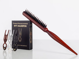 FIONA FRANCHIMON Nº 1 HAIRPIN Volume Value Set | New York Collection & Backcomb Hair Brush segtukų (3 vnt.) ir šepečio rinkinys