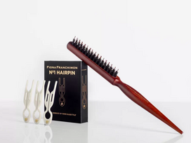 FIONA FRANCHIMON Nº 1 HAIRPIN Volume Value Set | Cream White & Backcomb Hair Brush – segtukų (3 vnt.) ir šepečio rinkinys