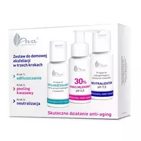AVA LABORATORIUM_SET Home Exfoliation Kit Namų šveitimo rinkinys Degreaser 50ml + pieno rūgštis 30% 50ml + neutralizatorius 50ml