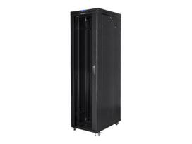 Komutacinė spinta pastatoma LANBERG 19" 47U 800x1000 glass door LCD flat pack black
