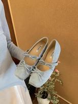 Moterų Mary Jane batai Kvadratinė nosis Lankelis Flanelė Sekli burna Batai Moterims Suknelė Padidinti vidinį aukštį 2025 Zapatillas De Mujer 35 mėlyna