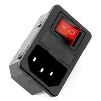 AC lizdas su fiksatoriumi IEC 250V - su jungikliu ir vieta saugikliui
