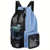 Travel Swimming Bag Mesh Drawstring Backpack with Wet Pocket Multipurpose Beach Backpack for Swimming Gym Workout Gear One Size dangaus mėlyna spalva