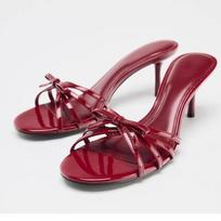 Moterų batai2025 vasara nauji raudoni aukštakulniai su banteliu stiletto šlepetės madingi retro prancūziški atsparūs nusidėvėjimui sandalai 35--43 dydžiai 35 raudona