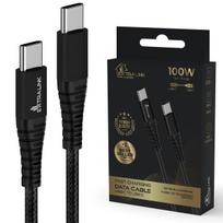 Extralink Smart Life Braided 100W USB Type-C to Type-C 2m Black Cable | USB Type C Cable | 480Mbps, 20V 5A