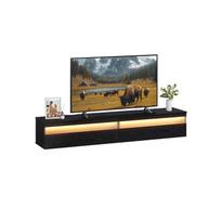 Pakabinama juoda TV spintelė su LED apšvietimu 178cm pločio