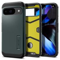 Telefonų dėklas - Spigen - Tough Armor - Geltonai žalias - Suderinamas su Google Pixel 9/9 Pro - Atsparus smūgiams