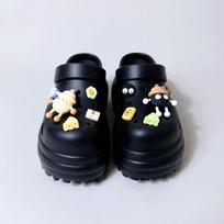 New Girls DIY Chunky Platform Sandals for Women Summer Thick Sole Slides Beach Slippers Woman Non Slip EVA Clogs Garden Shoes 34-35 juoda