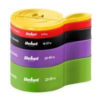 TPE mankštos juostų rinkinys - Power Band PTs-1, 4-55 kg, 5 TPE juostos, REBEL ACTIVE