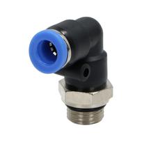Kampinė pneumatinė kištukinė jungtis žarnai, fi 8 mm, G 1/4 M, plastikinė