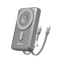 Dudao K29 10000mAh PD 20W MagSafe Power Bank with Metal Case, Stand and Built-in USB-C/ Lightning Cables – pilkos spalvos