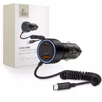 CC05 Car Charger 2-Port PD60 W + USB-C kabelis – juodos spalvos