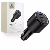 CC04 3-port PD130W car charger – juodos spalvos
