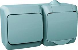 One way switch + socket IP44 grey Cedar Plus WDE000600 | 3303432403027