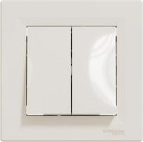 Switch, double, two-way, with frame, cream, 10AX, Asfora EPH0600123 | 3606480525285