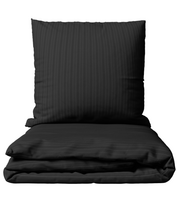 Premium satino patalynės komplektas „Black Stripe Sateen“ (200x200 cm)