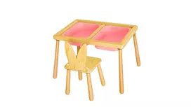 Vaikiškas stalo komplektas, Hanah Home, stalas ir kėdė, rožinė