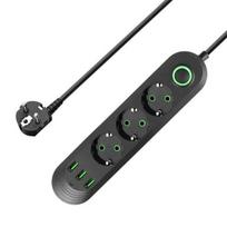 Prailgintuvas Airi P30, su 3 lizdais, USB Type A ir USB Type C prievadais, juodas