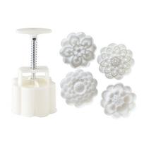 75g Lotus Shaped Mooncake Stamps Mooncake Molds Plastic Mooncake Tools Hand Pressure Plastic Material Baking Accessories