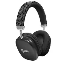 Guess GCube Metallic Script Logo Bluetooth belaidės ausinės su lankeliu ant galvos juodos spalvos
