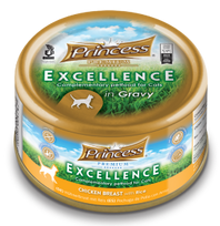 Aukštos kokybės šlapias ėdalas katėms PRINCESS Excellence vištienos krūtinėlė/ryžiai padaže, 70g
