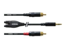 Cordial CFY 1.5 WCC audio cable, 1.5 m, 2 x RCA, 3.5mm, Black