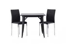 Tempe Valgomojo stalas, juoda + Lily Valgomojo kėdė 2 vnt., juoda