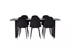 Vail Valgomojo stalas, juoda + Polar Valgomojo kėdė 6 vnt., juoda