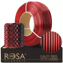 3D plastikas PLA dvipusė raudona/juoda 1.75mm 1kg refill pakuotė Rosa3D