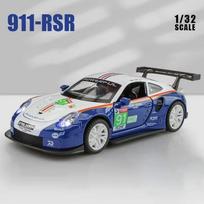 Visas mastelis 1:32 Porsche 911 GT3 RSR lenktyninio lydinio automobilio modelis, simuliacinis automobilis, garsas ir šviesa, kolekciniai papuošalai, dovana, žaislas, lietas modelis, dovana berniukui mėlyna