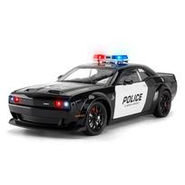 Nauja 1:24 Policijos Automobilis Hellcat Modelis Žaislas Guminė Padanga Miniatiūrinis Garsas ir Šviesa Atitraukiamas Šviesos Muzikinis Transporto Priemonė Berniuko Kolekcija Papuošalai Suaugusiųjų Dovana juoda