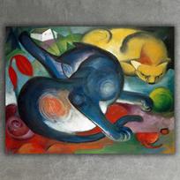 Reprodukcija „Dvi katės, mėlyna ir geltona“, Franz Marc