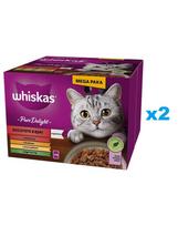 WHISKAS Adult Pure Delight Juicy Jell-O Morsels 48x85 g su jautiena, vištiena, ėriena, paukštiena suaugusioms katėms