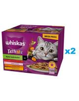 WHISKAS Adult Tasty Mix Chef's choice in sauce 48x85 g gabalėliai su jautiena, lašiša, vištiena ir kalakutiena, vištiena ir menke suaugusioms katėms