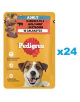PEDIGREE Adult gabalėliai drebučiuose su jautiena ir kepenėlėmis 24x100g