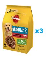 PEDIGREE Adult 3x2.6 kg su jautiena ir daržovėmis sausas visavertis ėdalas suaugusiems dideliems ir vidutiniams šunims
