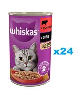 WHISKAS Adult  24x400 g visavertis drėgnas ėdalas suaugusioms katėms su jautiena padaže