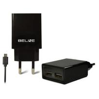 Beline 2x USB + microUSB 2A black travel charger