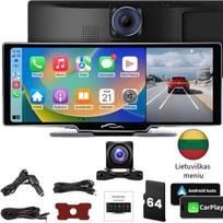 Universali Automobilio Multimedija su vaizdo registratoriumi ir Lietuvių kalba, 25 cm įstrižainė + galinė vaizdo kamera
