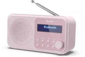 Sharp DR-P420(PK) Tokyo Portable Digital Radio, FM/DAB/DAB+, Bluetooth 5.0, USB or Battery Powered, Pink Sharp